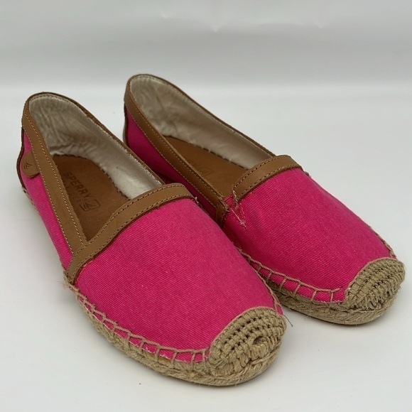 Sperry Top-Sider Danica Salt Washed Canvas Pink Espadrille Flats Slip On size 6M - Picture 1 of 12